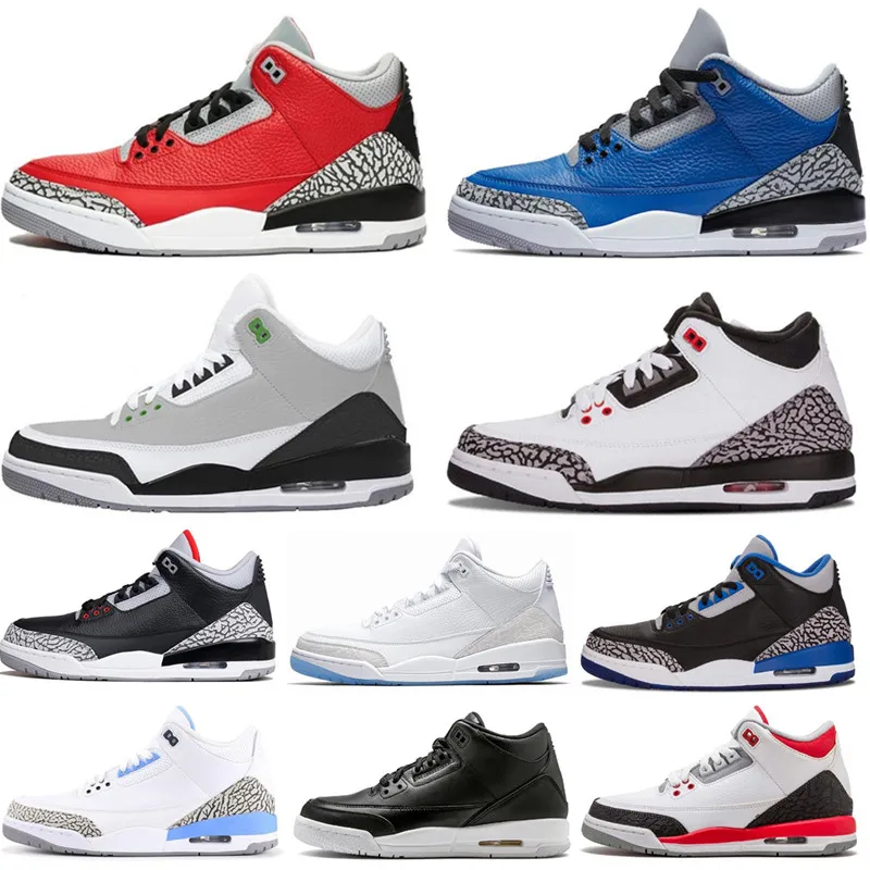 

New Arrivals Basketball Shoes 3 3s Cool Grey Black Cat Full Purple Nakeskin Denim Fire Red UNC Animal Men Sports Sneaker