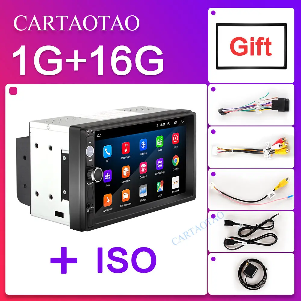 H-7010TA-1G-ISO Ram 2G+ rom 32G 2din Android 8,1 Автомобильный мультимедийный плеер Авторадио Стерео " сенсорный экран видео MP5 плеер Автомобильный gps - Цвет: H-7010TA-1G-ISO