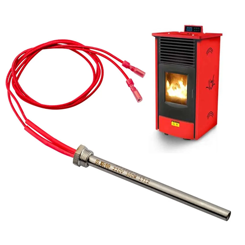 

350W 220V Lgniter Hot Rod Wood Pellet Heating Tube Fireplace Grill Stove Part 140/150/170mm M16*1.5 Thread For Fireplace Grill