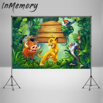 

Jungle party Lion King cartoon forest kid backdrop photocall Vinyl Custom birthday backgrounds for photography studio 220x150cm