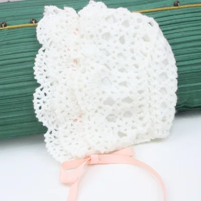 Spring Newborn Baby Hats Handmade Wool Ear Knitting Hats Monolayer Lotus Leaf Yarn Warmer Caps Kids Hats New