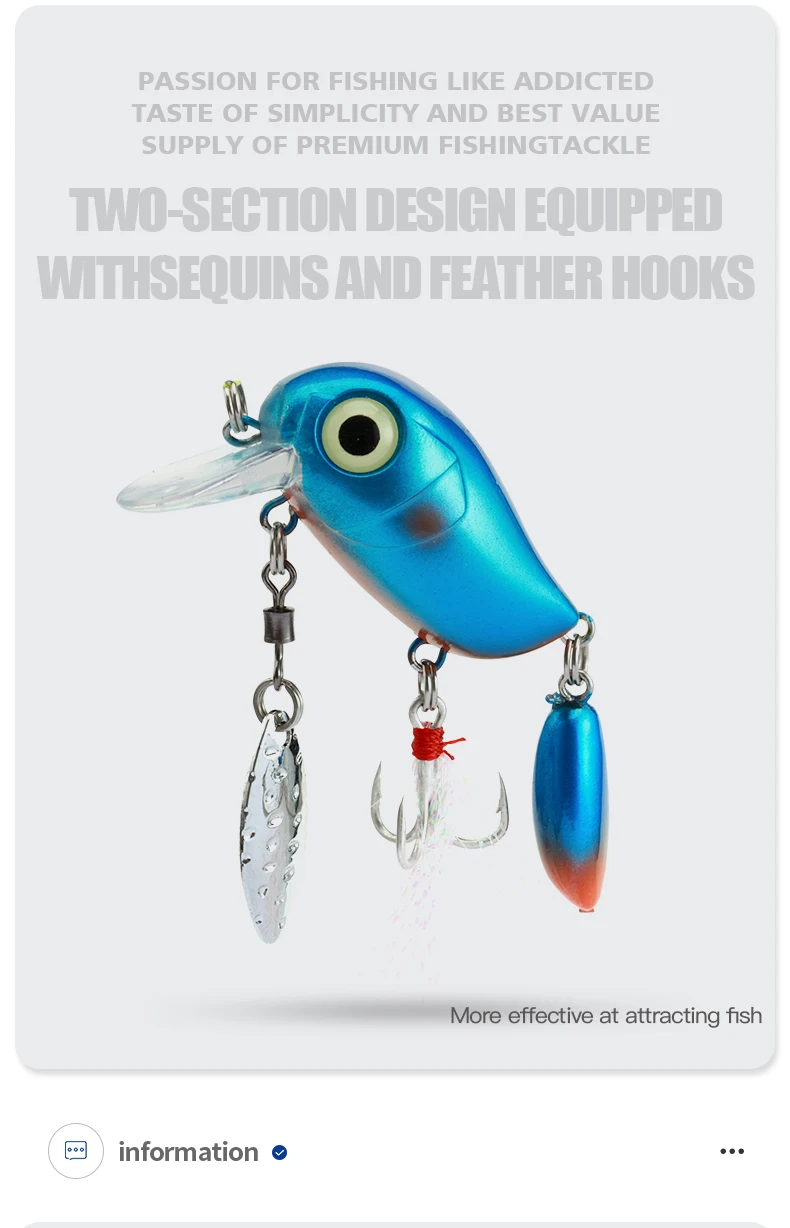 Description Picture 5 of itemLUSHAZER Minnow Crankbait  Floating 5g 38mm Fishing bait For Bass Trout pike Wobbler Artificial Hard Lures Double section