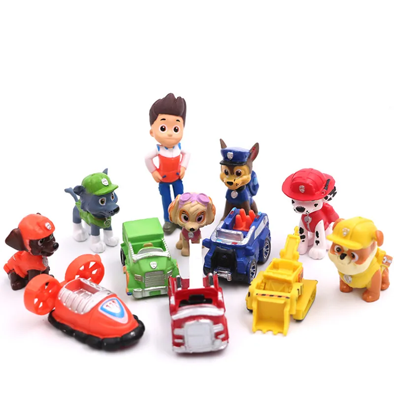 

12pcs Paw Patrol Patrulla Canina Psi Patrol Dog Toy Anime Figure Car Plastic Action Figure Model Kids Toys for Children 2Y04