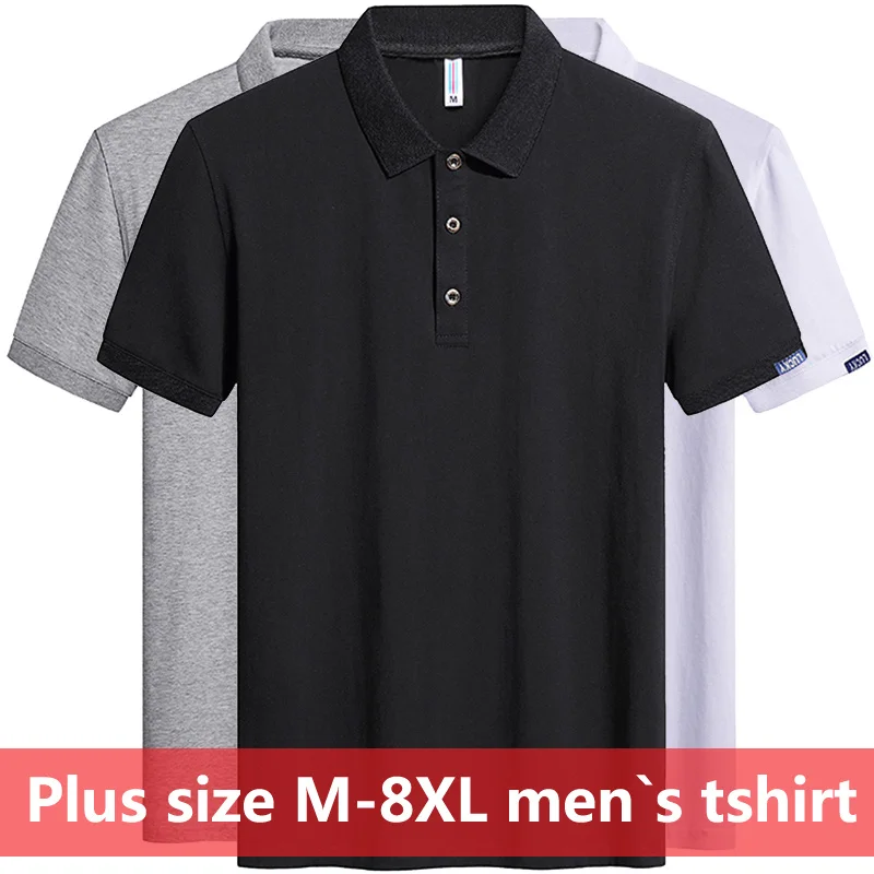 Big Size 6XL 7XL 8XL Polo Shirts Men High Quality 95% Cotton Polo Shirts Slim for Men Fit Casual Polo Tee Shirt Tops Shirt Men