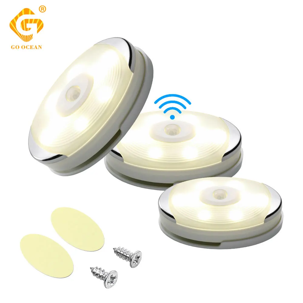 

LED Under Cabinet Light Motion Sensor Magnetic Night Lamp Closet Kitchen Wardrobe Battery Powered Wireless Puck Lights Drawer