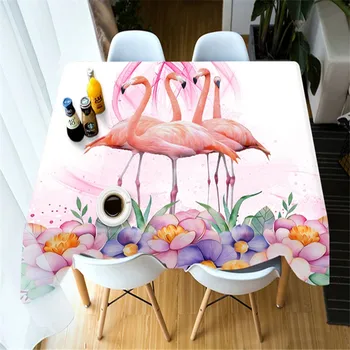 

3D Tablecloth Cute Pink Flamingo Pattern Dustproof Cotton Rectangular Tablecloth Wedding Banquet Hotel Decorative Table Cloth