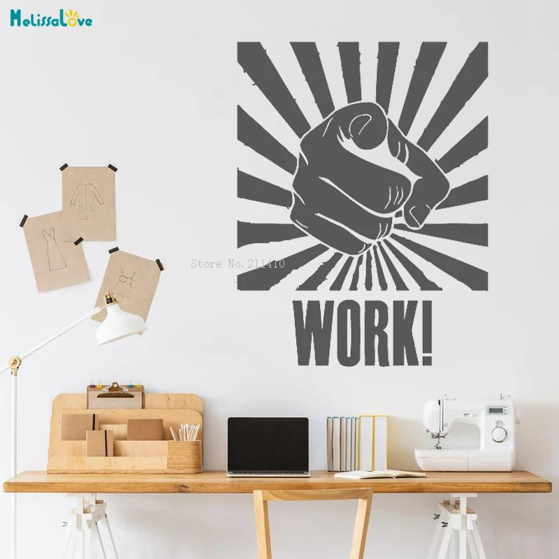 Quote Wall Decals Motivation Work Hand Pointer Vinyl Sticker Family Bedroom Office Home Decor Art Murals Do It YT2574 | Дом и сад