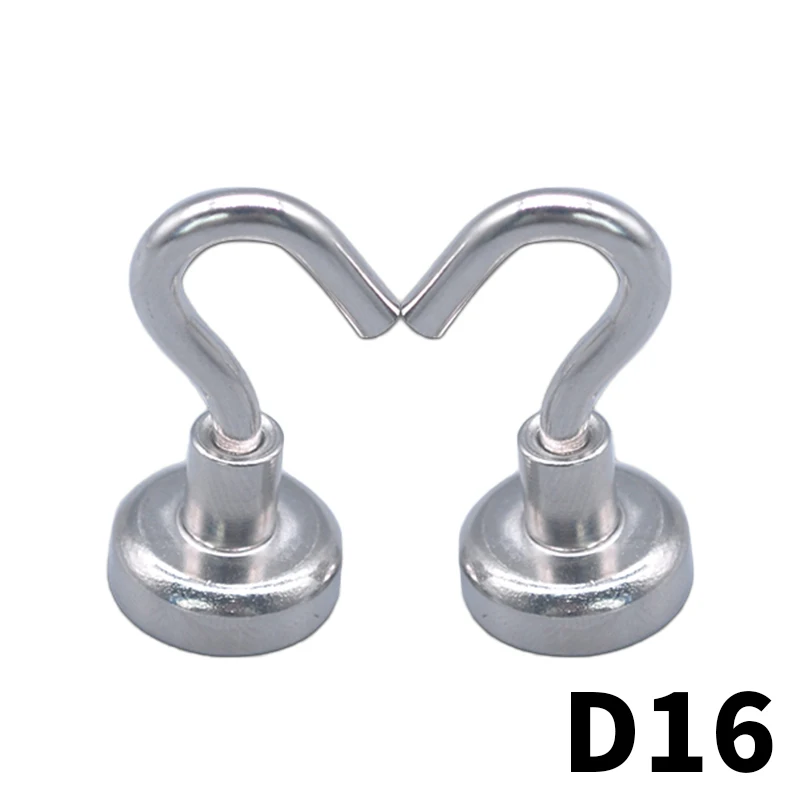 

50/100/150pcs D16 hole salvage Powerful Round Neodymium Magnet Hook Metal Detector Strong Sea Fishing Hunting