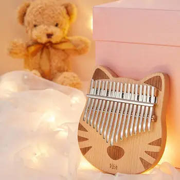 

17-Key Thumb Piano Beech Wooden Kalimba Kitty Kit with Bag Kids Children Educational Musical Instrument Calimba Gift