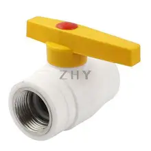 Подача воды 1/4 поворот 1PT Женская нить Dia полипропиленовый шаровой клапан белый желтый