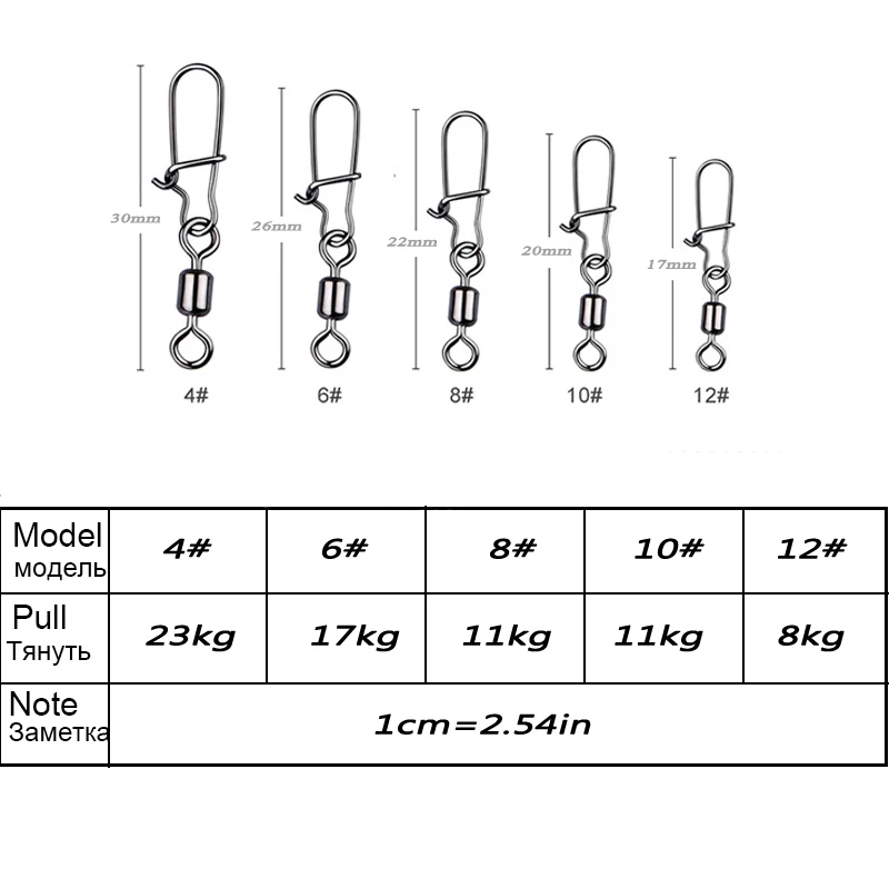 100 sztuka/pudło złącze wędkarskie ze stali nierdzewnej Pin 4 #6 #8 #10 #12 # połączenie obrotowe łożyska z Snap Fishhook Lure akcesoria PJ202