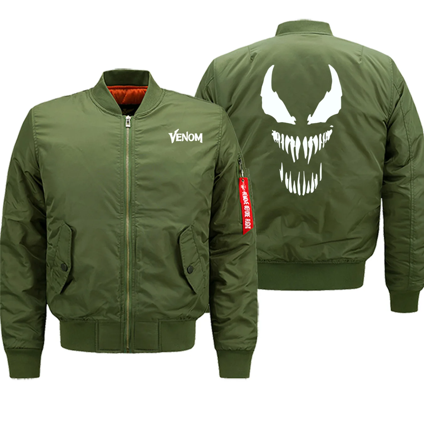 Venom фильм Marvel зима горячая Распродажа куртки Мужская Уличная мода крутой военный бомбардировщик Повседневная куртка на молнии толстые куртки