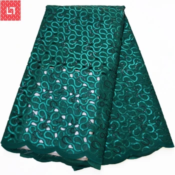 

5 yards upscale African french lace fabric Shiny wedding Nigeria Ghana with sequins celebration and Christmas party dress