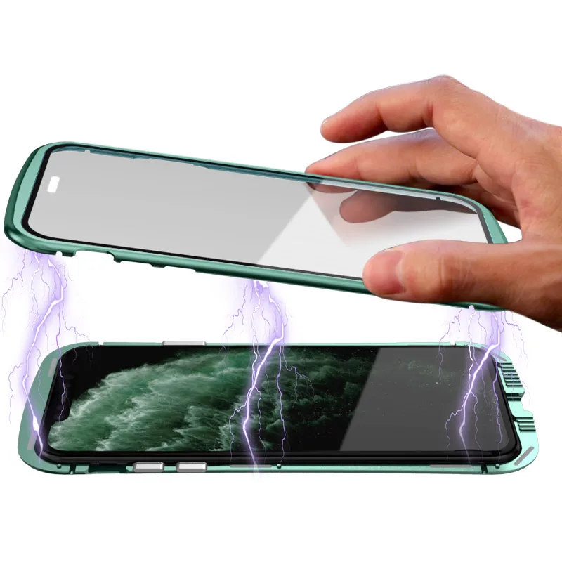 LUPHIE металлическая рамка двухстороннее закаленное стекло для iPhone 11 ОСА Талия ультра тонкий противоударный чехол для iPhone 11 Pro Max