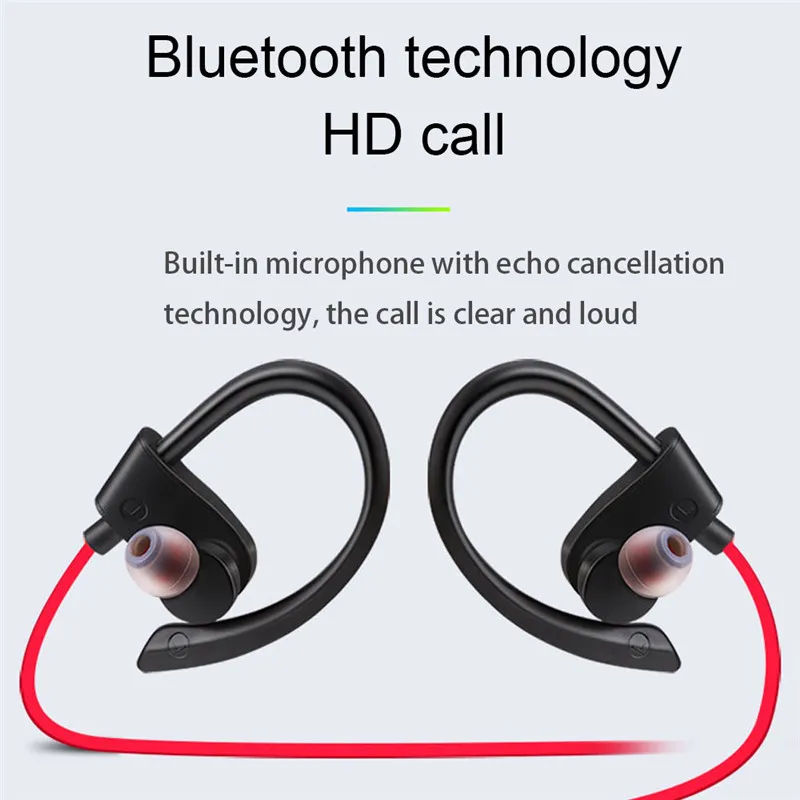 Беспроводные наушники с Bluetooth, спортивные наушники, стерео гарнитуры с микрофоном, наушники с крючком, наушники с громкой связью, наушники для всех смартфонов