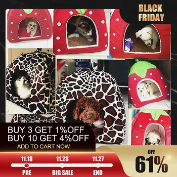 

Pet Dog Cat House Comfortable Kennel Doggy Nest Bed Winter Warm Foldable Cushion Basket Sleeping Mat Animal Cave Pet Products