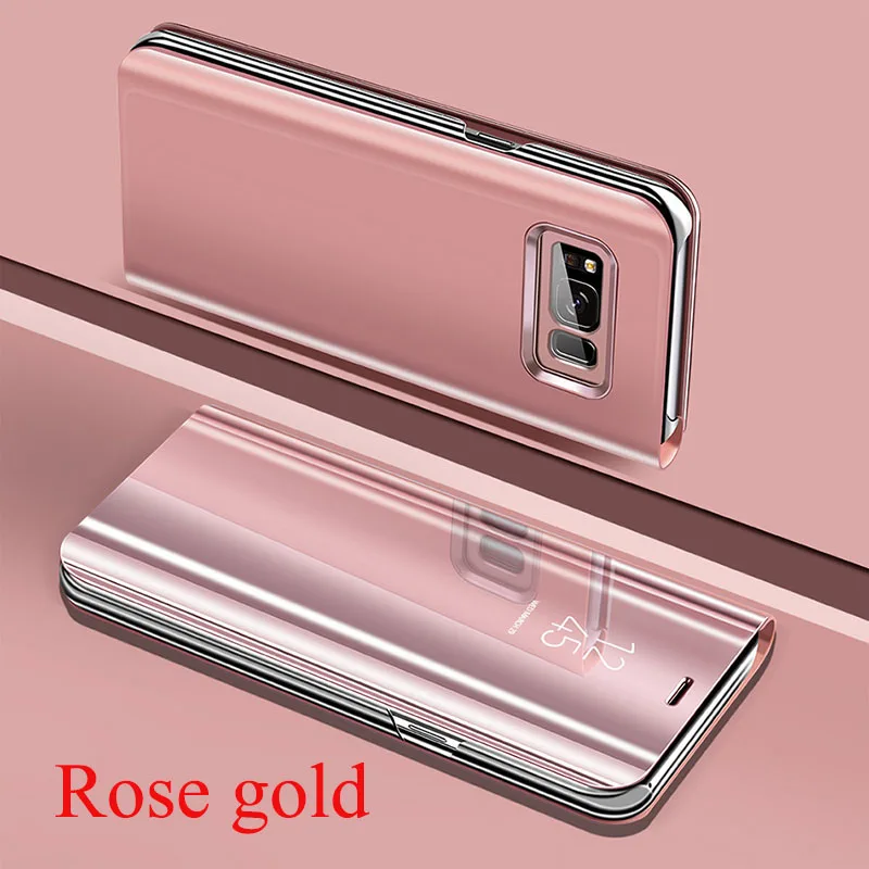 Rose gold Умный зеркальный флип-чехол для samsung Galaxy A50 A70 A40 S10E S10 S9 S8 S7 S6 Edge Plus Note 8 9 10 Pro A10 A6 A8 J6 J8 плюс Чехол - Цвет: Rose gold