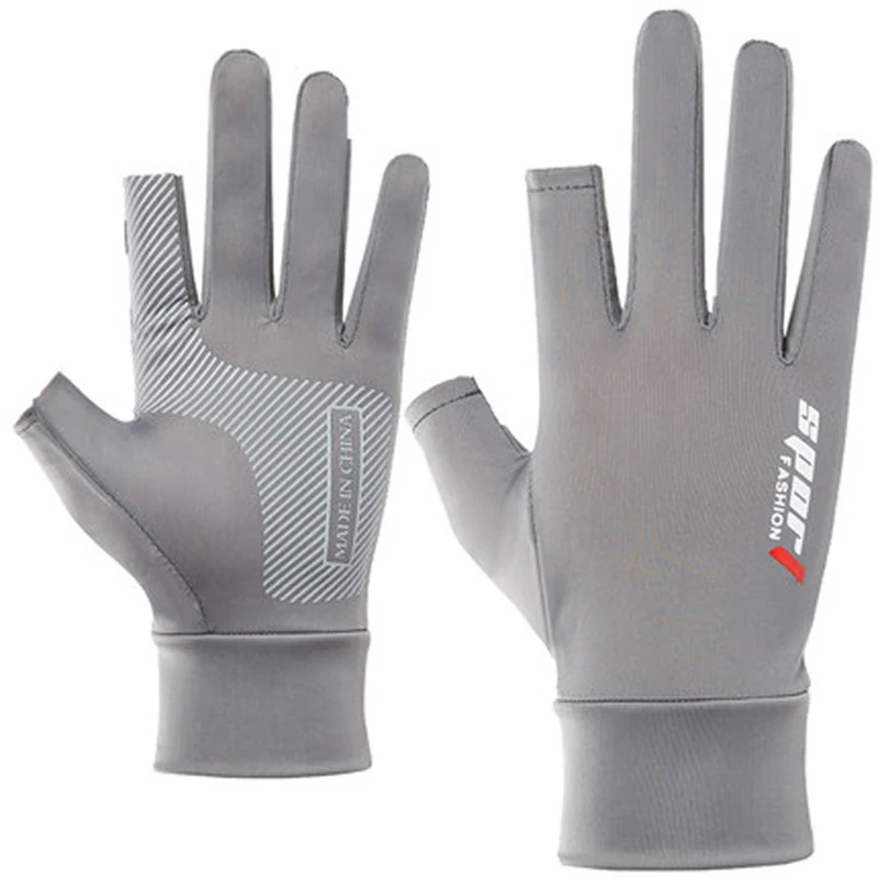 Summer Men Women Gloves Fishing Cycling Ice Silk Breathable Elastic Sun Protection Touchscreen Fitness Sports Driving Gloves 4