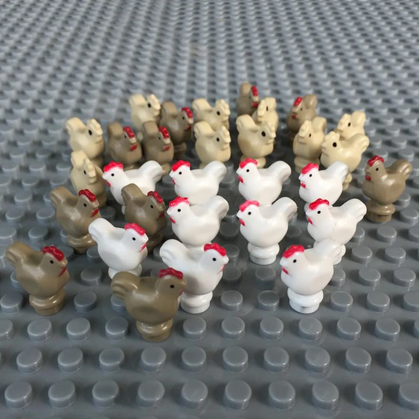 10 шт./лот креативные фермерские куриные фигурки животных аксессуары MOC детали для