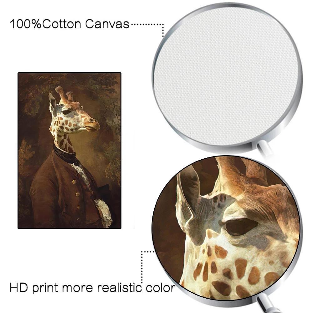 Giraffe in Dress Classical Canvas Paintings On the Wall Art Posters And Printing Wall Pictures for Living Room Home Unstertched