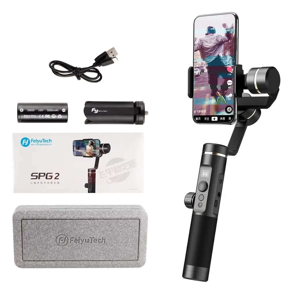 FeiyuTech Feiyu SPG2 3-осевой ручной шарнирный стабилизатор для камеры Gopro с защитой от брызг дизайн для смартфонов iphone Xs X 8 7 Galaxy S9+ Gopro iphone 7 6 plus - Цвет: Feiyu SPG2