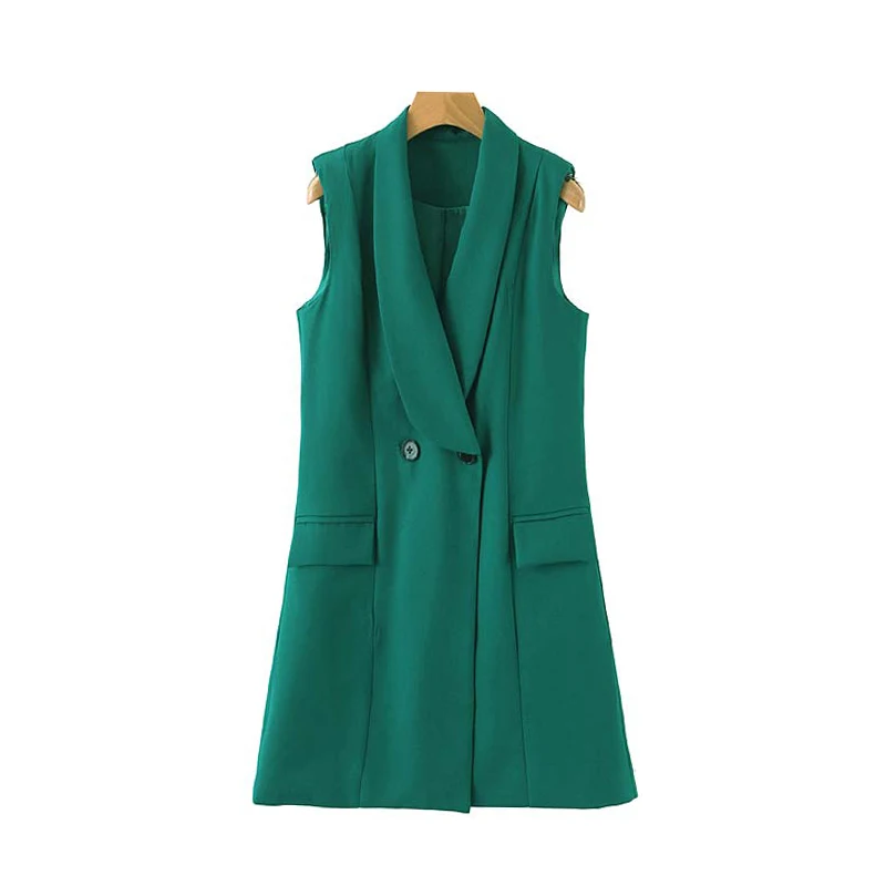 

Elegant Vintage Stylish Double Breasted Waistcoat Women 2019 Fashion Sleeveless Office Ladies Pockets Vest Outerwear Chic Tops