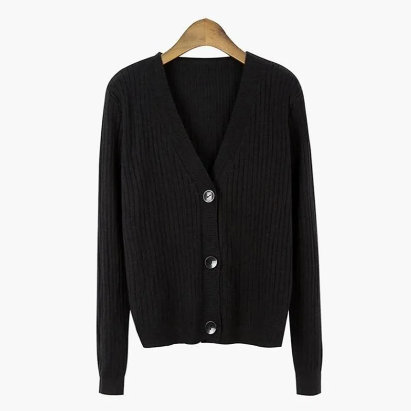 AAutumn New Knitted Cardigan Sweater V-Neck Soild Color Retro Chic Wild Long Sleeves Short Section Outerwear Tops Cardigan Women AAutumn New Knitted Cardigan Sweater V-Neck Soild Color Retro Chic Wild Long Sleeves Short Section Outerwear Tops Cardigan Women