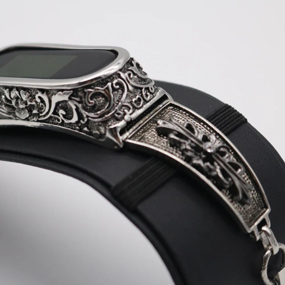 Браслет из нержавеющей стали с 3D резным чехол для Xiaomi Mi Band 3 4 Высокое качество Сменные аксессуары браслет для часов