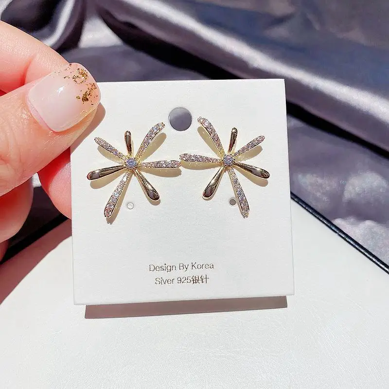 MIGGA Micro Paved Cubic Zirconia Firework Stud Earrings for Women Fashion Party Jewelry Gold Color | Украшения и аксессуары