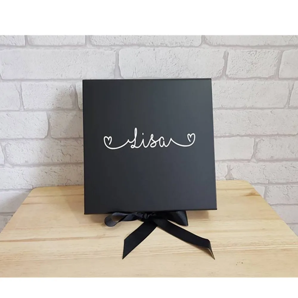 

Personalised Gift Box in Black Bridesmaid Gift Box Maid of Honour Gift Birthday Present Box Black and White Christmas Gift Box