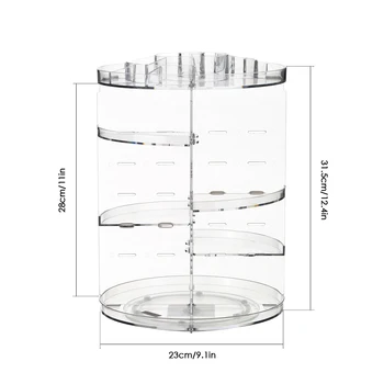 

Hot 23 Grid Plastic Makeup Organizer 360 Degree Rotation Cosmetics Storage Box Adjustable Height Storage Case