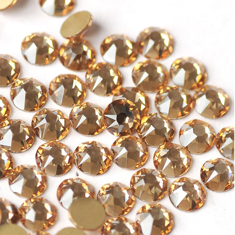 YANRUO 8 big+ 8 Small Crystal Golden Shadow цветные стразы с плоской задней поверхностью для украшения ногтей своими руками, стразы для дизайна ногтей