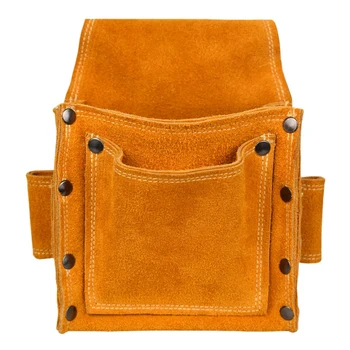 

Yellow Thicken Leather Nail Pouches Wear-Resistance Tool Bag for Tools Belt Construction Belt