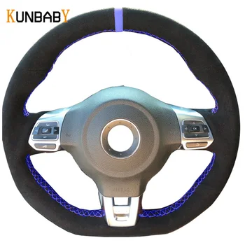 

KUNBABY Black Suede DIY Car Steering Wheel Cover Case for Volkswagen Golf 6 GTI MK6 VW Polo GTI Scirocco R Passat CC R-Line 2010