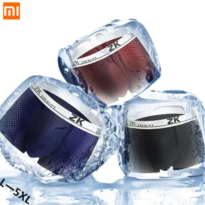 

3Pcs/lot Xiaomi Mijia Men Ice silk Underwear Modal Breathable Comfortable Boxer for Men's Sexy Mesh Panties Ventilate Size L-5XL