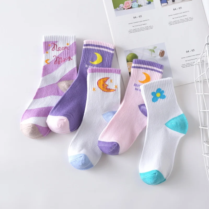 Autumn Winter 5PC Socks For Women Cotton Socks Art Funny Cartoon Print Breathable Socks Couple Socks Cheap Socks