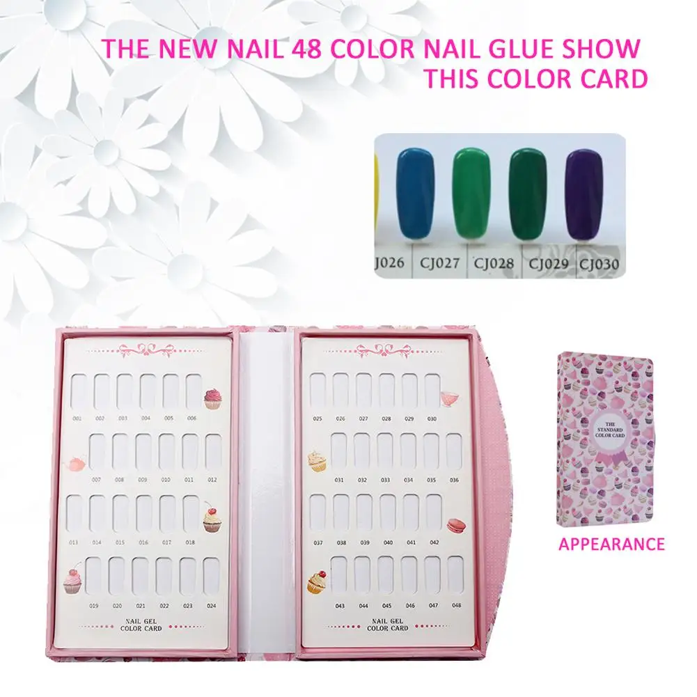 48 Colors Nail Gel Polish Color Card Chart Blank Display Book Manicure Art Tool Palette |