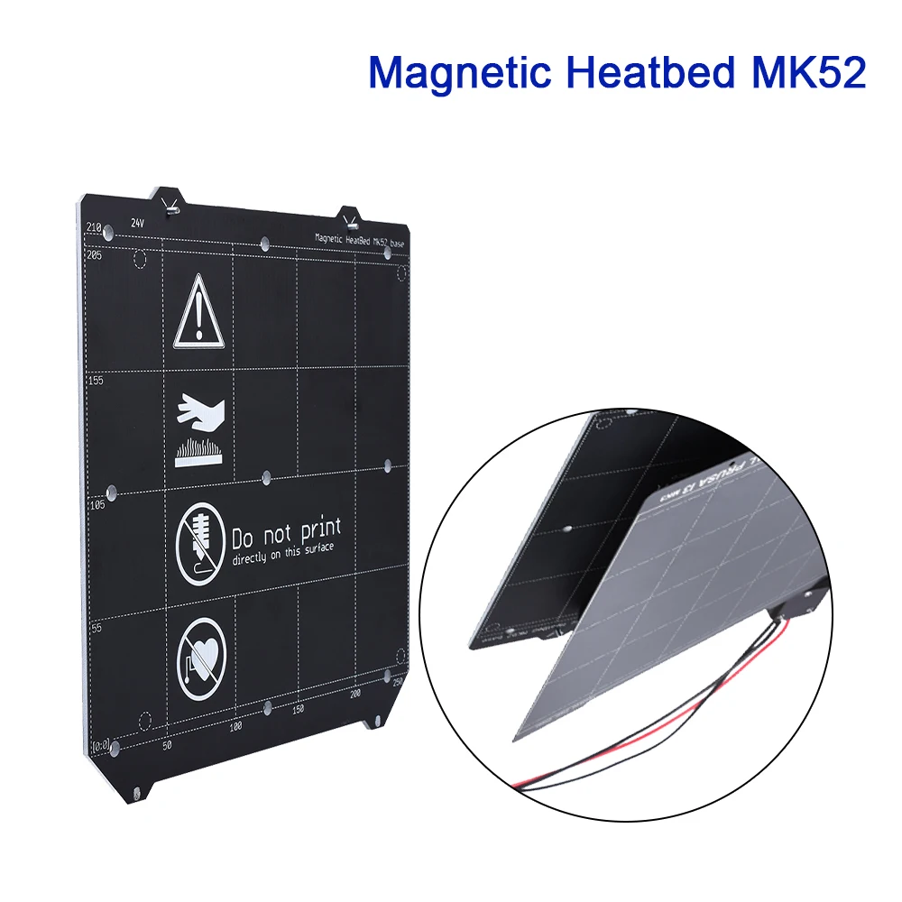 Клон I3 MK3/MK3S Магнитная кровать с подогревом MK52 24V комплект с пружинным стальным листом PEI пленка для 3d принтера Prusa i3 платформа