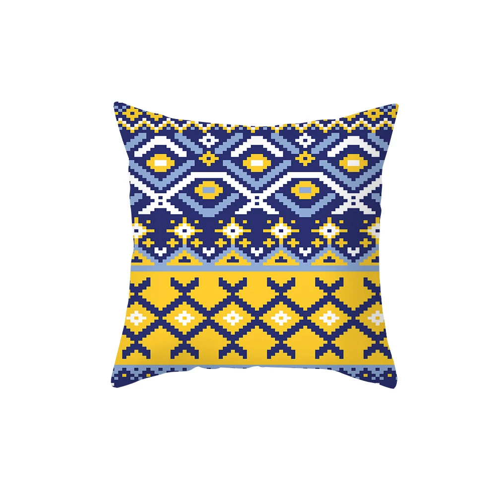 

Nordic Simple Blue Cushions Cover Yellow Stripe Home Decorative Pillow Cases Linen Geometric Pillow Covers 45x45cm Pillowcases