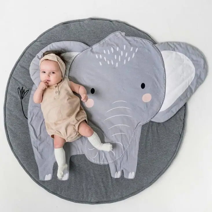 elephant Игровой коврик круглый Лев, кролик, единорог, лиса, коала, одеяло для ползания, детский игровой коврик, игровой коврик, напольный ковер для детского спортивного зала, декор для комнаты - Цвет: elephant