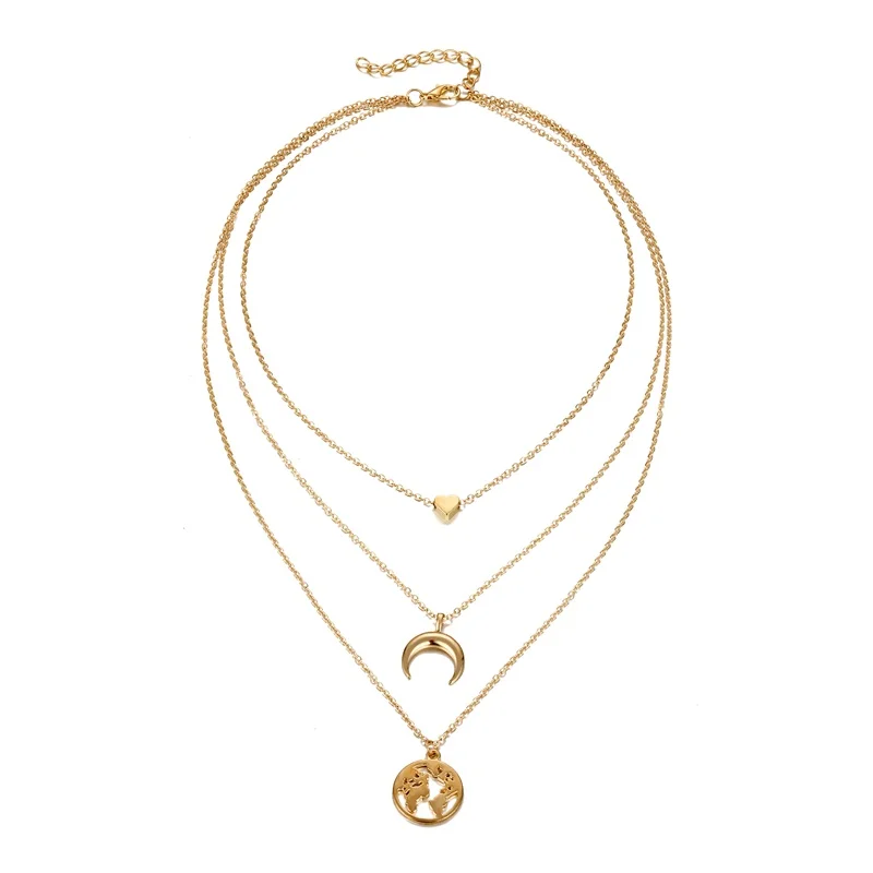 FNIO богемное многоэлементное ожерелье для женщин луна сердце карта многослойное ожерелье и подвески ювелирные изделия оптом