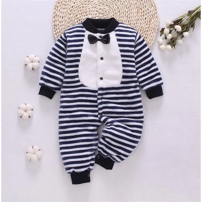 Baby Bodysuits cheap Autumn & Winter Baby Warm Clothes Boy Girl Pure Colour Romper Infant Flannel Soft Fleece Jumpsuit One Piece Toddler Overalls bright baby bodysuits	 Baby Rompers