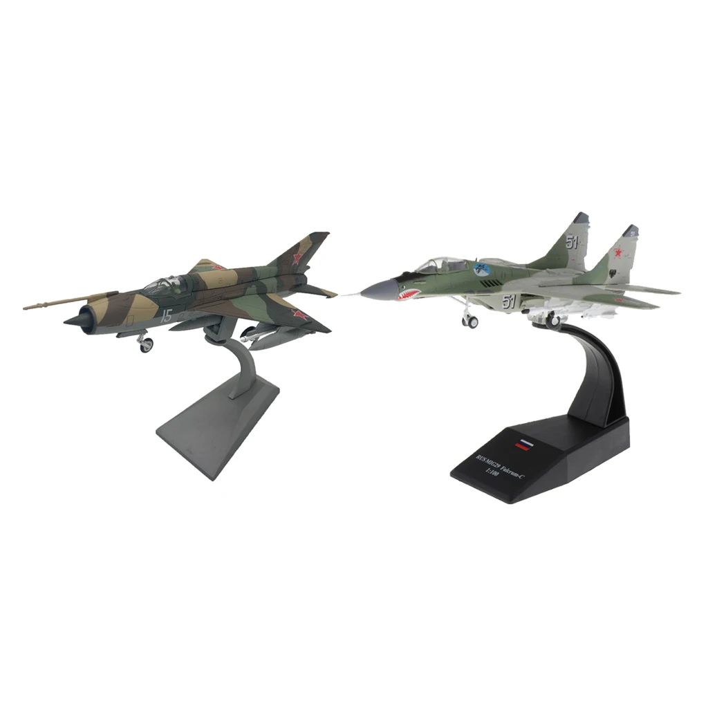 2Pcs 1/72 MIG-21 Aircraft 1:100 Scale MIG-29 Fighter Alloy Model Decor