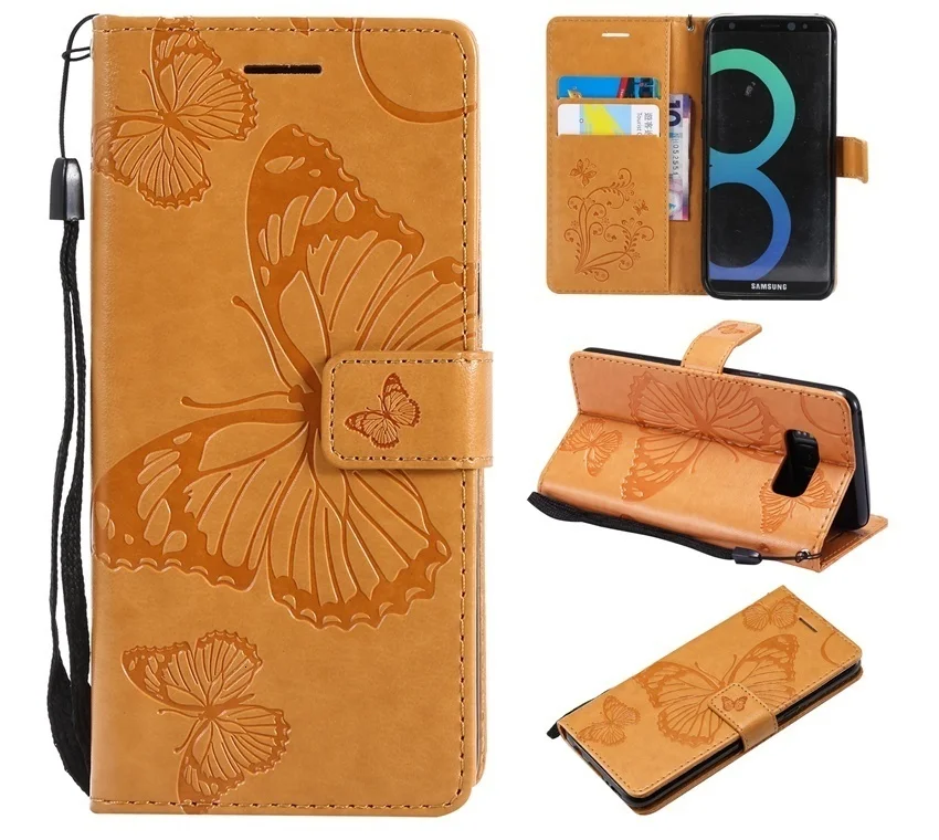 Butterfly Leather Wallet Case For RedMi Note 8 Pro 4X 4A 5A 6 7 8A GO S2 Flip Cover For XiaoMi Mi A1 A2 A3 Mi8 Lite Mi9 F1 Cases cases for xiaomi blue