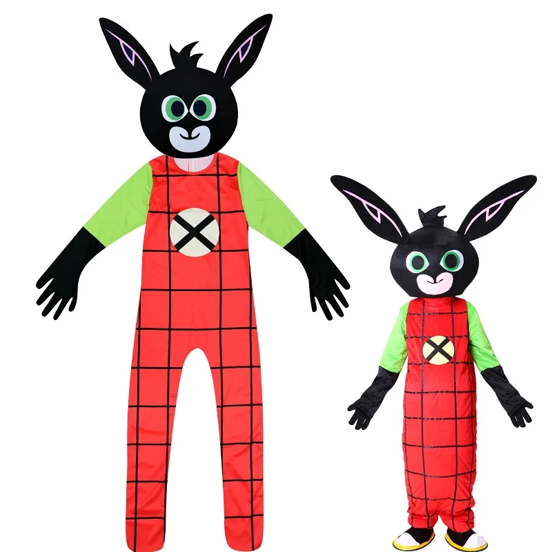 New Bing Bunny Kids Jumpsuit Cosplay Costume Cute Jumpsuit+ Mask Set Cartoon Children Fancy Clothing Boys Girls Christmas Gifts