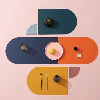 

2PCS Round Placemats Coasters Set Washable Table Mat Waterproof Coffee Mats Heat-Resistant Place Mat for Kitchen Dining Table