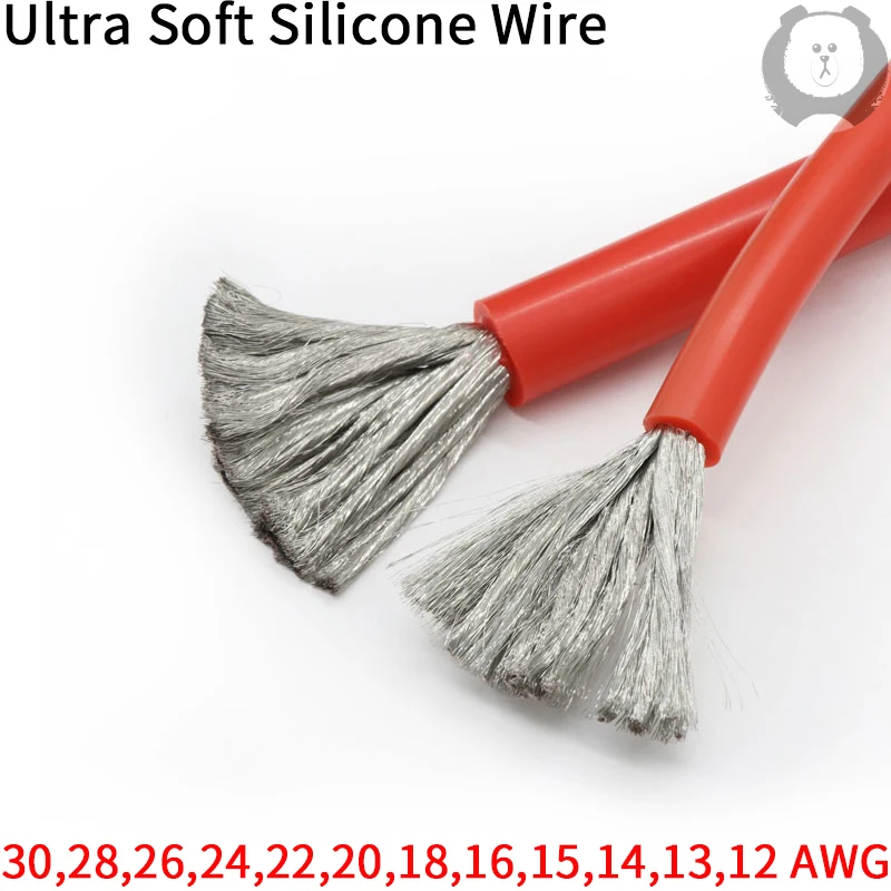 Câble résistant à la chaleur 1M/5M 30 28 26 24 22 20 18 16 15 14 13 12 10 AWG fil de Silicone Ultra souple cuivre Flexible haute température