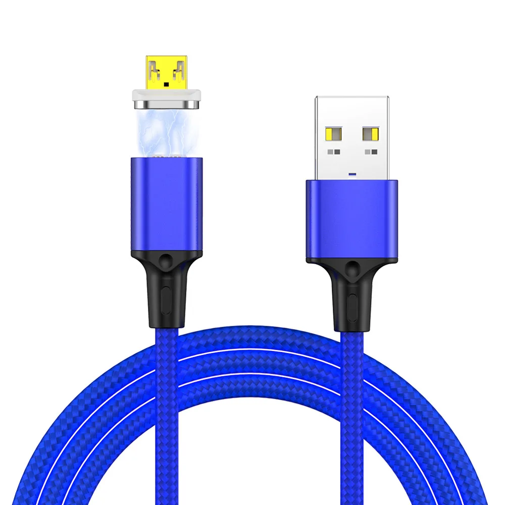 IPSY Магнитный Мобильный кабель для зарядки телефона 1 м QC3.0 Быстрая зарядка 3A 18 Вт Быстрая зарядка USB-Type C для Lightning iPhone Micro - Цвет: Blue MicroUSB