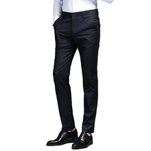Городские повседневные брюки мужские прямые тонкие большие размеры черные дикие Свадебные повседневные брюки профессиональные рабочие Стрейчевые брюки мужские