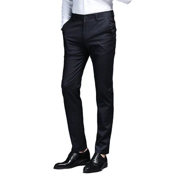 

Urban casual pants men's straight Slim large size black wild wedding casual pants professional work stretch trousers male